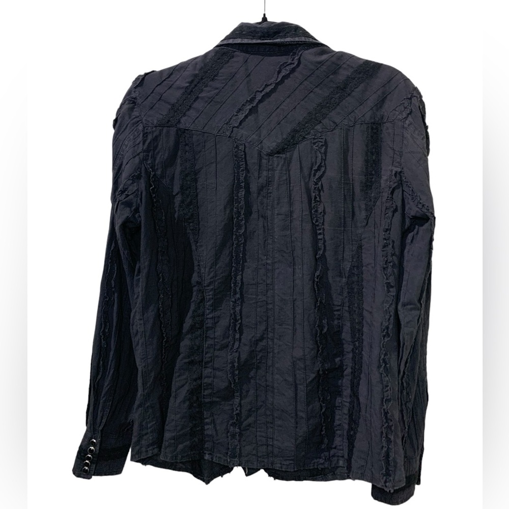 Scully Vintage Womens Small Black Pearl Snap Long Sleeve Western Shirt Blouse - Picture 12 of 12